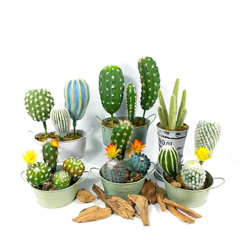Mesterséges Szukkulens Növények Kis Hamis Kaktusz Özönlött Tüskés Labda Hab Virágok, Asztali Fa Ága Otthon Kert Irodai Dekoráció