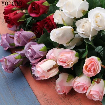 YO CHO Mesterséges selyem 1 Csokor francia Rose virágcsokor Hamis Virág Gondoskodjon Táblázat lakberendezés Esküvő Party tartozék Flores