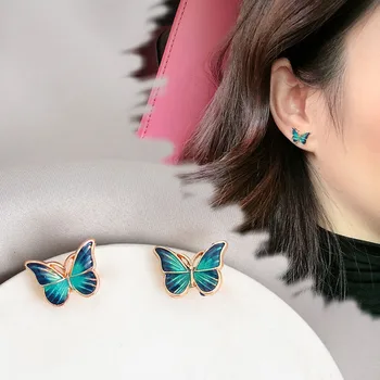 ES1216 koreai Elegáns Aranyos Pillangó Fülbevaló Női Divat Egyszerű, Finom Csöpögő Olaj Pillangó Alufelni Fülbevaló Fülbevaló