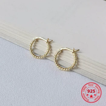 Korea Forró Stílus Tiszta 925 Sterling Ezüst Fülbevaló a Nők Kényes Divat Arany Csavar Fülbevaló Ékszer