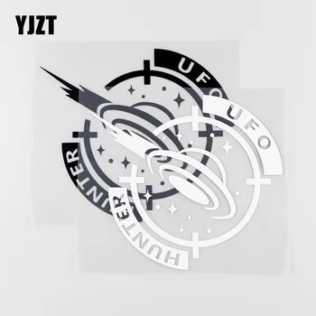 YJZT 15.5X13.9CM Ufo Vadász Art Dekoráció Vinyl Matricák Vicces Autó Matrica Fekete / Ezüst 10A-0054