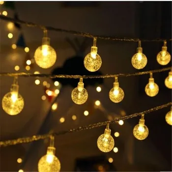 Kristálygömb 7.5 M 50led Akkumulátor led string lámpa, kültéri dekoráció fény ünnep, Karácsony esküvő Party