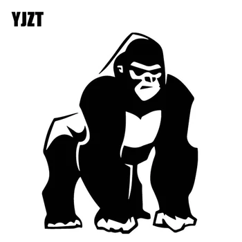 YJZT 12.8 CM*16.5 CM-es Gorilla Rajzfilm Autó Matrica Test Autó Díszíteni Vinyl Matrica Fekete/Ezüst C4-1827