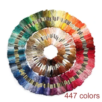 447 színek Hímzés Szál Cross Stitch Fogselymet Fonalkötegben Szálak DIY Pamut varrócérna Gombolyag Készlet Teljes színskálát