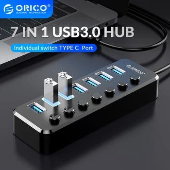 ORICO USB3.0 Hub Adapter Többportos Adapter C Típusú Interfész Számítógépes 4/7 1 Adapter Kábelét Hub Elosztó