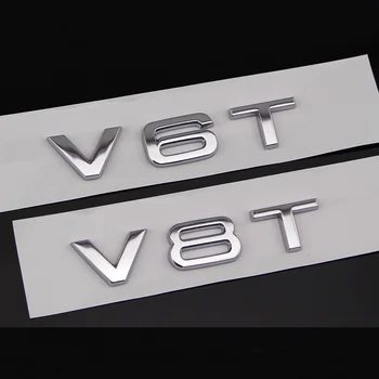 3D-s, Fém V6T V8T Jelkép Autó Stílus Lökhárító Matrica Audi A4 B6 B8 B7-B5 A6 C5 C6 C7 A3 A5 A1-A8 Q5 Q7 Q3 Auto Autó Tartozékok