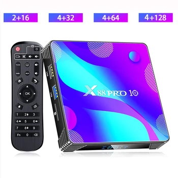 X88 PRO 10 Android TV Box 11 4G 32GB 64GB Rockchip RK3318 1080p 4K 5G Wifi Támogatás Google Play Store Youtube-on Set Top Box Média