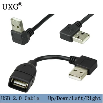 USB 2.0 A Férfi-Nő 90 Szögletes Hosszabbító Adapter kábel USB2.0 férfi-nő jobb, bal, le, fel kábel kábel 10cm 40CM 20cm