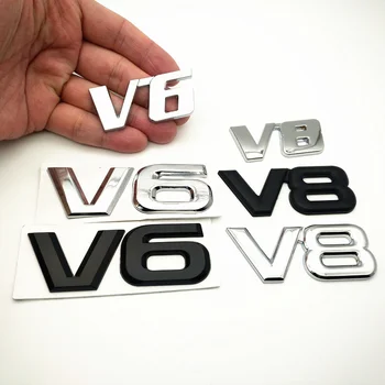 FDIK Autó Krómozott Fém eladó, V6-os, V8-as logó a 3D-s, fém Autó Matrica, Embléma Jelvény hátsó csomagtartó Elmozdulás Dekorációs stílus