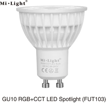 MiLight 4W GU10 RGB+CCT LED Izzó Reflektorfénybe FUT103 110V, 220V Színes Távirányító Smart Izzó WiFi Kompatibilis A 4-Zóna Távirányító