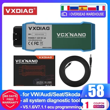 VXDIAG VCX NANO obd2 Autó Diagnosztikai eszközök VW V5.1.6/V7.1.1 Online programozási VCX NANO Számára az AUDI Seat Skoda