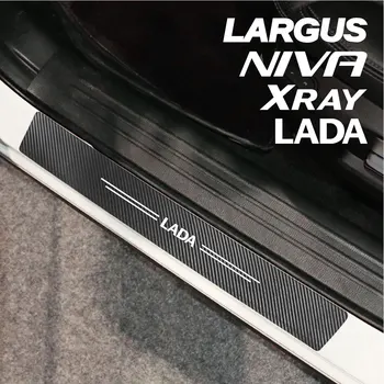 4 Db/Készlet Lada Largus Niva Xray Ajtót Szén-Bőr Üvegszálas Küszöb Lemez Automatikus Ajtó Küszöb Védő Terjed Tartozékok