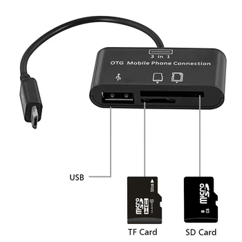 VONETS 3 az 1-ben Micro USB-Elosztó Fogadó SD TF Kártya pendrive-Olvasó OTG Android Mobil Telefon csatlakozó Adapter Adaptador Kábel
