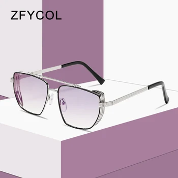 ZFYCOL Fém Steampunk Napszemüveg Női UV400 Túlméretes Tér Gótikus Vezetés Sárga Nap Szemüveget A Férfiak 2022 Árnyalatok Női